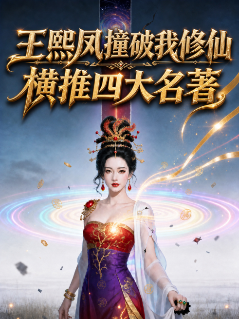 本图版面完全不动，删除所有原有字体，替换为新书名：第一行“王熙凤撞破我修仙”，第二行“横推四大名著”，字体颜色为香槟金、亮金色，高级质感，删除底部“隐逸龙02”文字，保持图片其他所有元素完全不变，图片预览效果