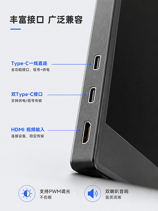 使用电商详情页技能根据商品图「图片1」「图片1」「图片1」「图片1」「图片1」「图片1」生成1套详情页，参考图为，商品名称为15.6寸高清带支架便携显示器，卖点为核心卖点：高清大屏（1080P） 轻薄便携（590g）背部支架（0°~120°）多屏联动 即插即用 方便收纳 适用人群：移动办公 居家追剧 多屏游戏 联屏会议 具体参数： 屏幕尺寸：15.6英寸 屏幕比例：16：9 分辨率：1920x1080 面板类型：IPS 刷新频率：60Hz 亮度：250cd/㎡ 对比度：1000：1 色域：72%sRGB 可视角：170° 音响：8Ω1W*2 接口：HDMI mini*1 Type-C*2 工作温度：0°C - 60°C 面壳/底壳/支架材质：ABS 产品净重：590g 整机尺寸：356.5*223.5*12.6*7.4mm 支持Switch-PS5/4-Xbox 支持PWM调光 支持AMD Freesync技术 包装清单：产品主体+User Manual说明书+包装盒+ USB2.0  H=1M *1  HDMI2.0  H=1M *1  TYPE C 3.1  H=1M*1 ，适配平台为京东，图片比例为3:4，需求屏数为16张，模块包含 ，其他要求为注意：背部支架多角度可调节 不带皮套 不接外部支架 产品外观请严格遵循上传的图片！