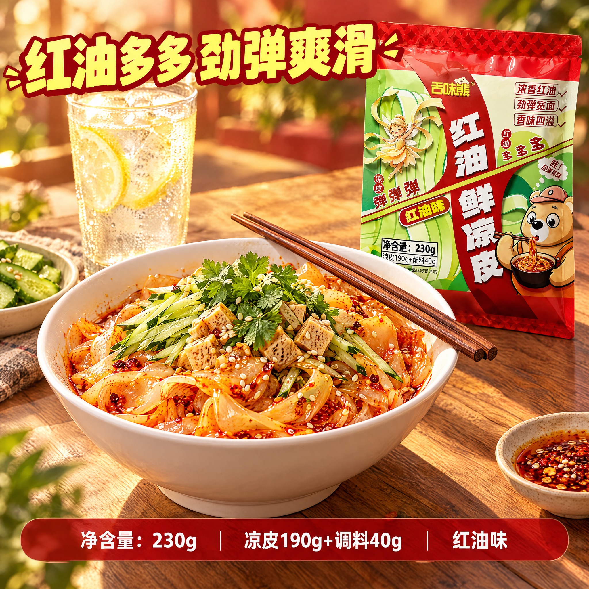 [主图-3] 舌味熊红油鲜凉皮 真实食用场景与规格 任务：把产… - 图片创意预览