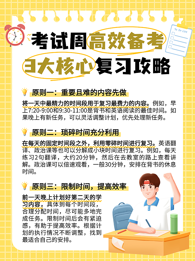 考试周备考复习攻略知识分享卡通风小红书配图