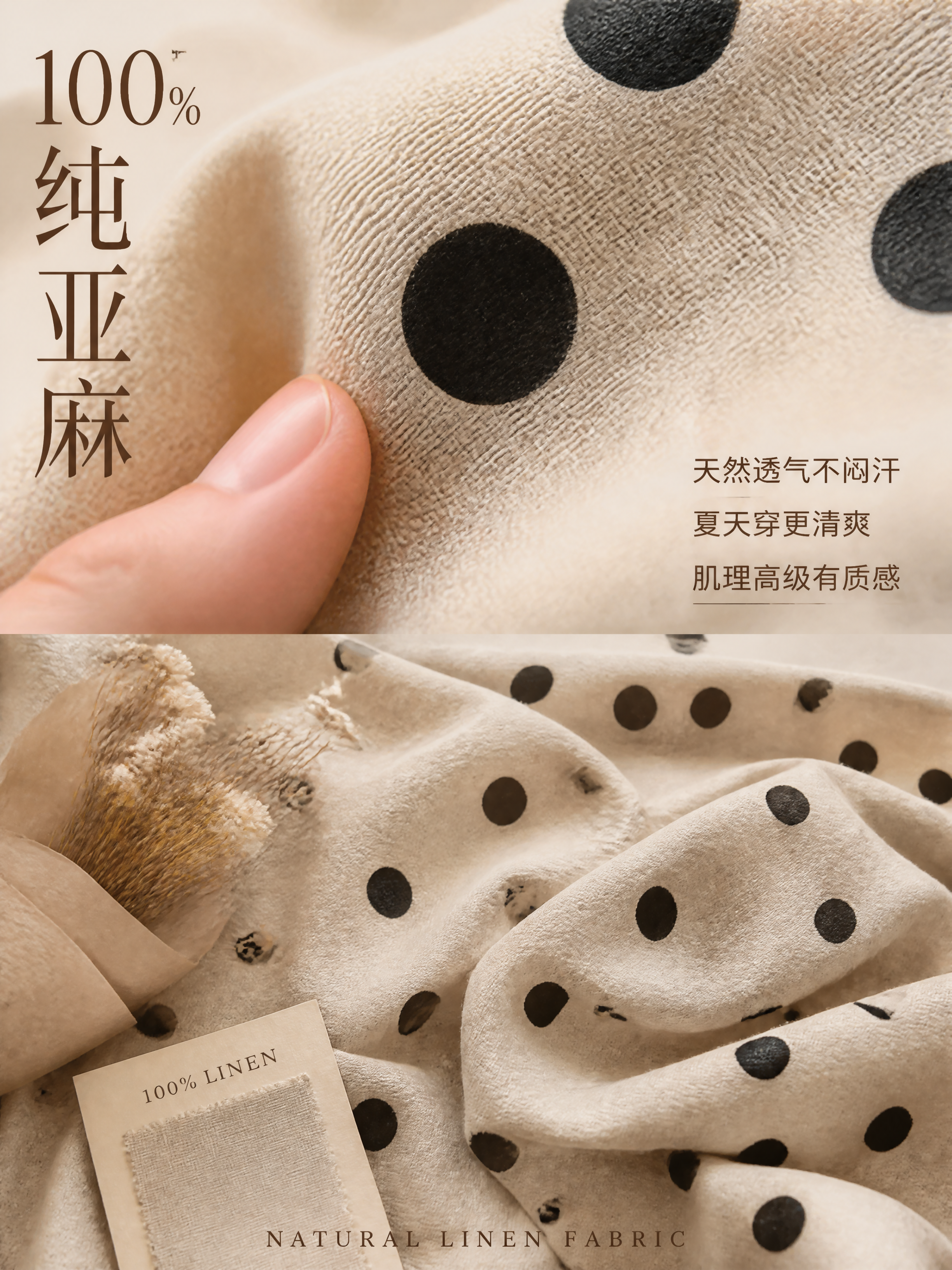 [第4张] 面料细节页-100%纯亚麻材质肌理。本张使用【图3… - 图片创意预览