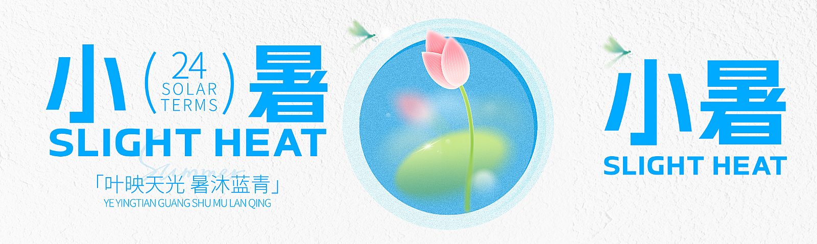 小暑节气荷花蜻蜓文艺清新感公众号双封面