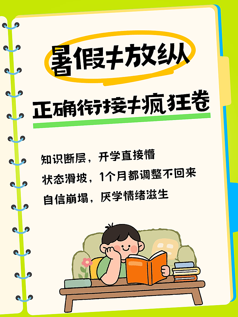 教育培训K12教育暑假学习科普卡通风小红书封面