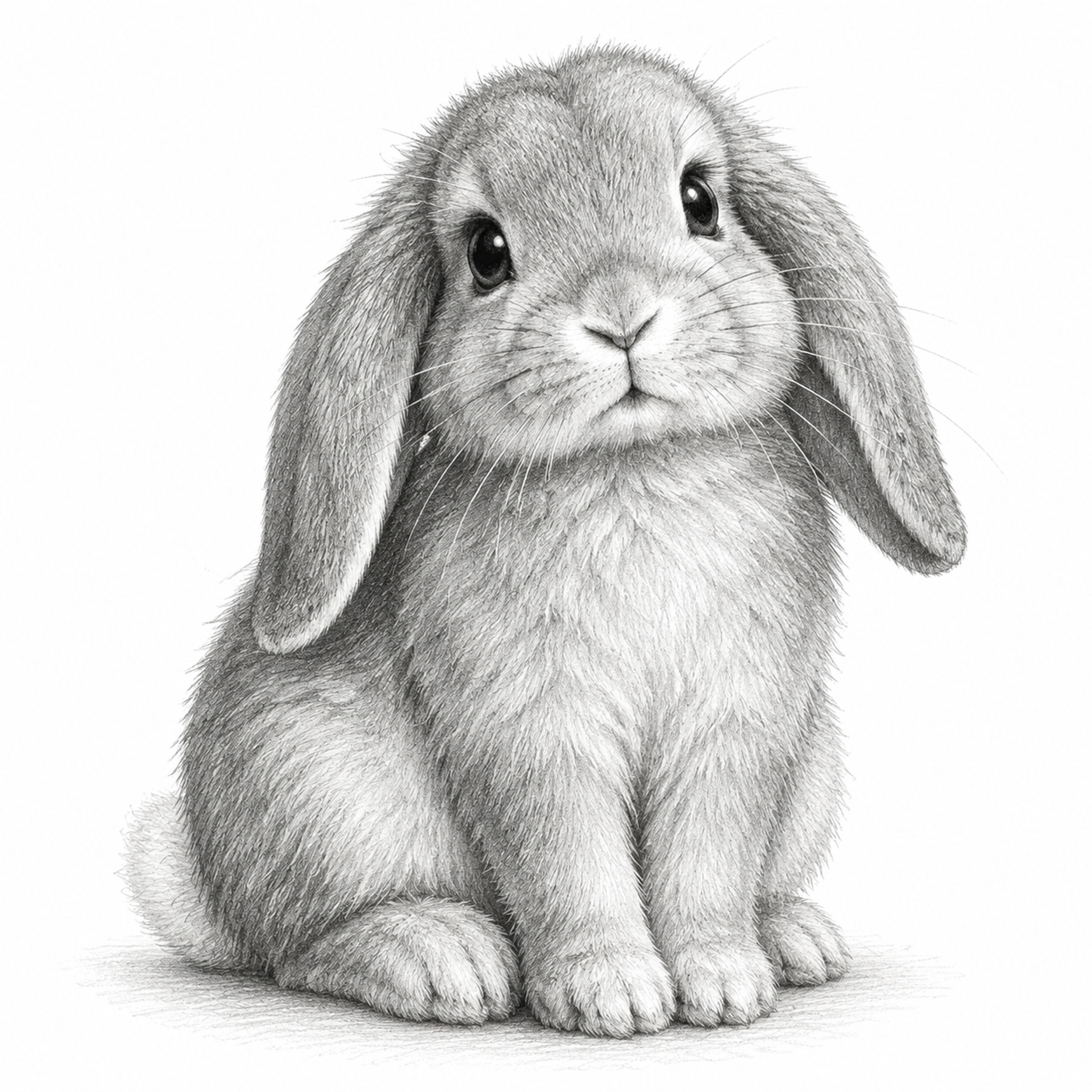 一只可爱的兔子素描画，铅笔手绘风格，细腻的线条勾勒出兔子柔软的… - 图片创意预览