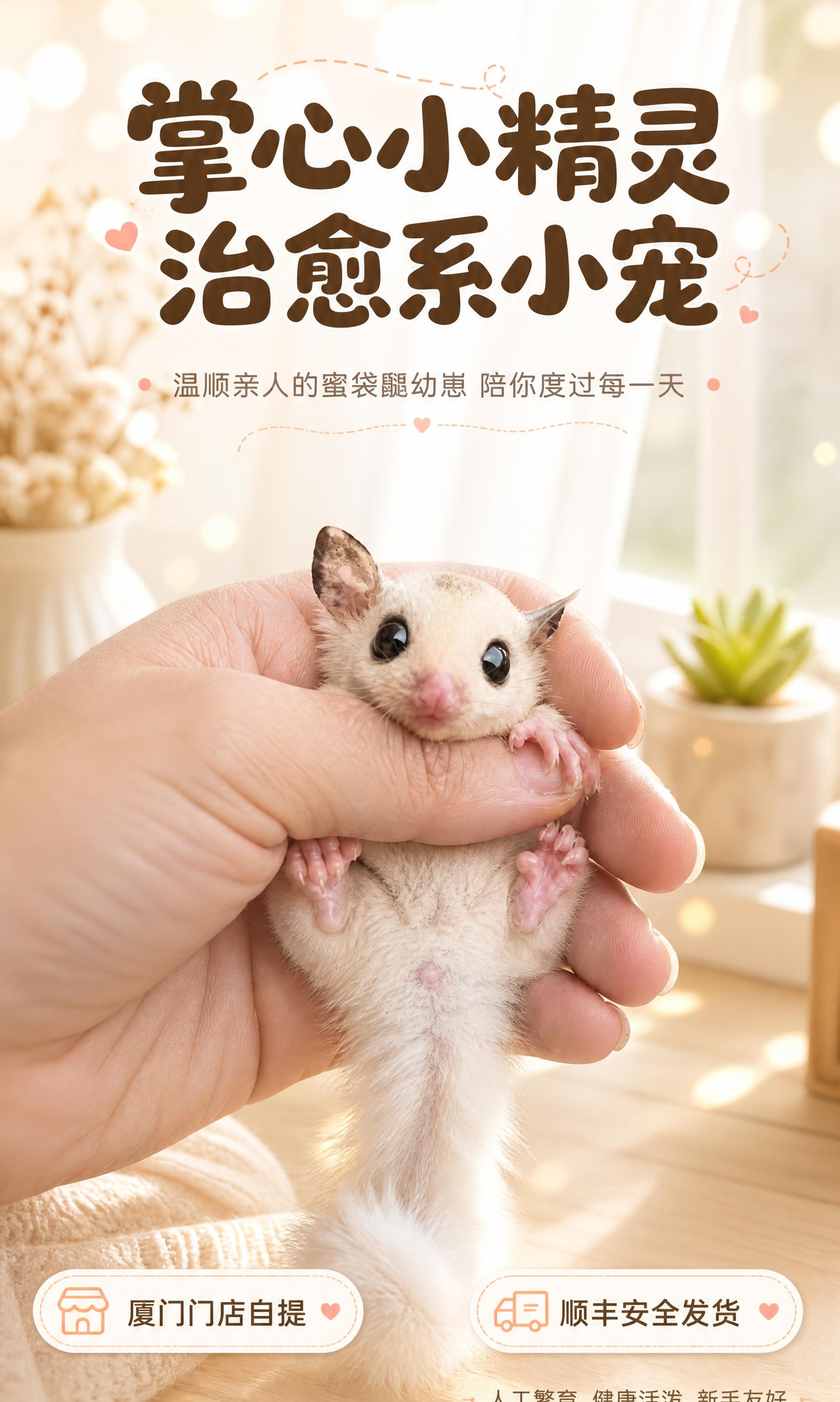 [商品] 使用【图1】奶白色蜜袋鼯幼崽；保留浅奶白毛发、大黑圆… - 图片创意预览