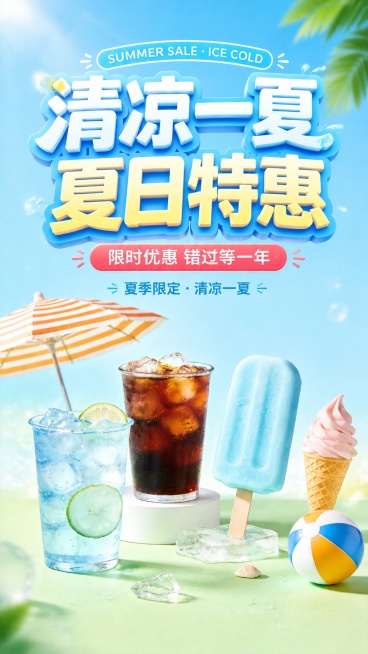 夏季饮品促销海报预览效果