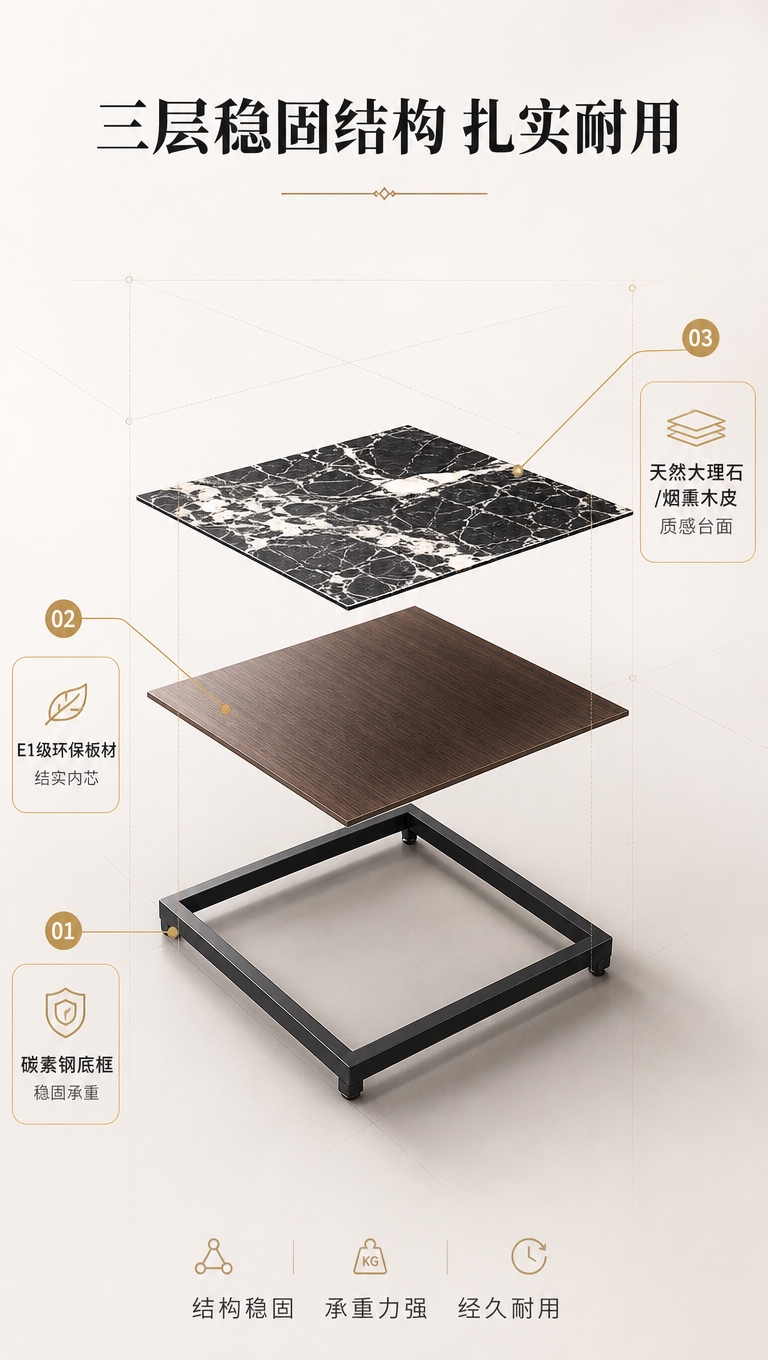 [商品] 使用【图1】方形茶几结构；保留方形轮廓、碳素钢底框、… - 图片创意预览