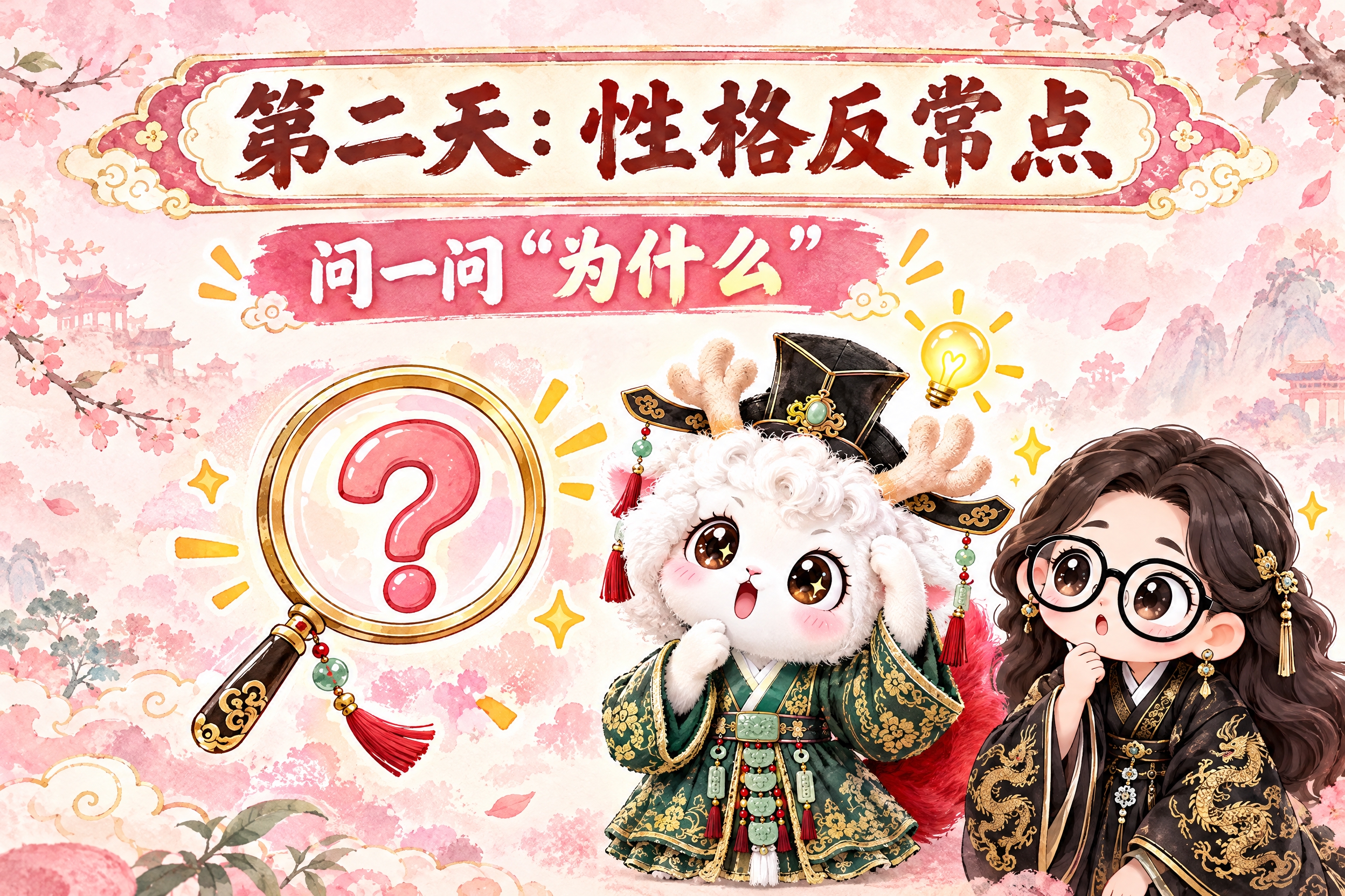 横版6寸比例的课程标题页设计，大标题为"第二天：性格反常点"，… - 图片创意预览