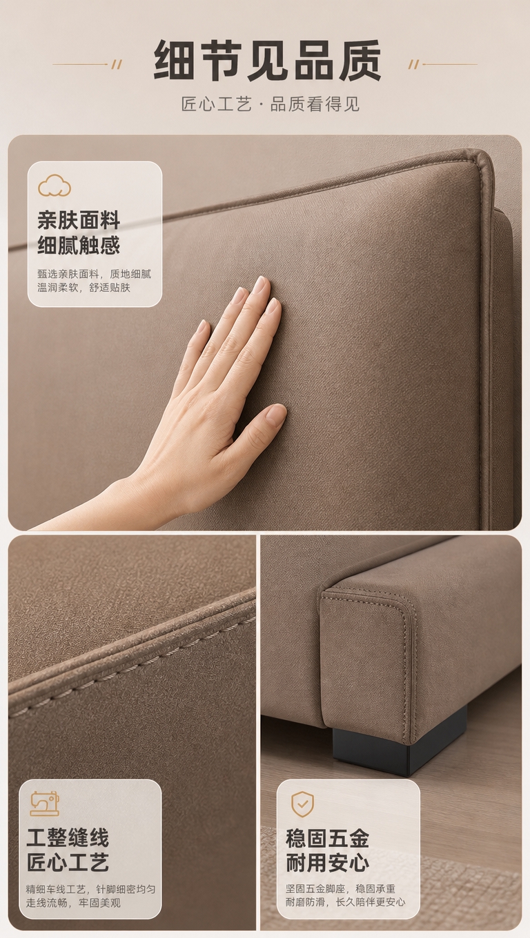 [商品] 使用【图1】高饱满软包落地床；商品处理：保留床头双软… - 图片创意预览