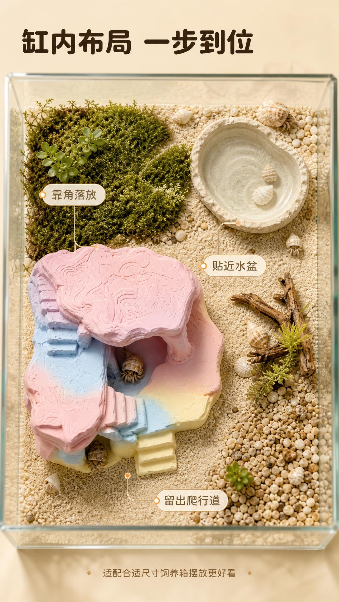 [商品] 使用【图1】彩虹渐变款寄居蟹仿生岩石躲藏窝；保留粉蓝… - 图片创意预览