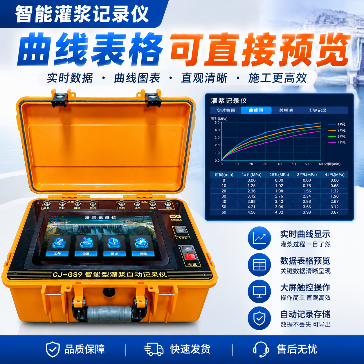 淘宝主图1:1正方形，突出智能灌浆记录仪"曲线表格可直接预览"… - 图片创意预览