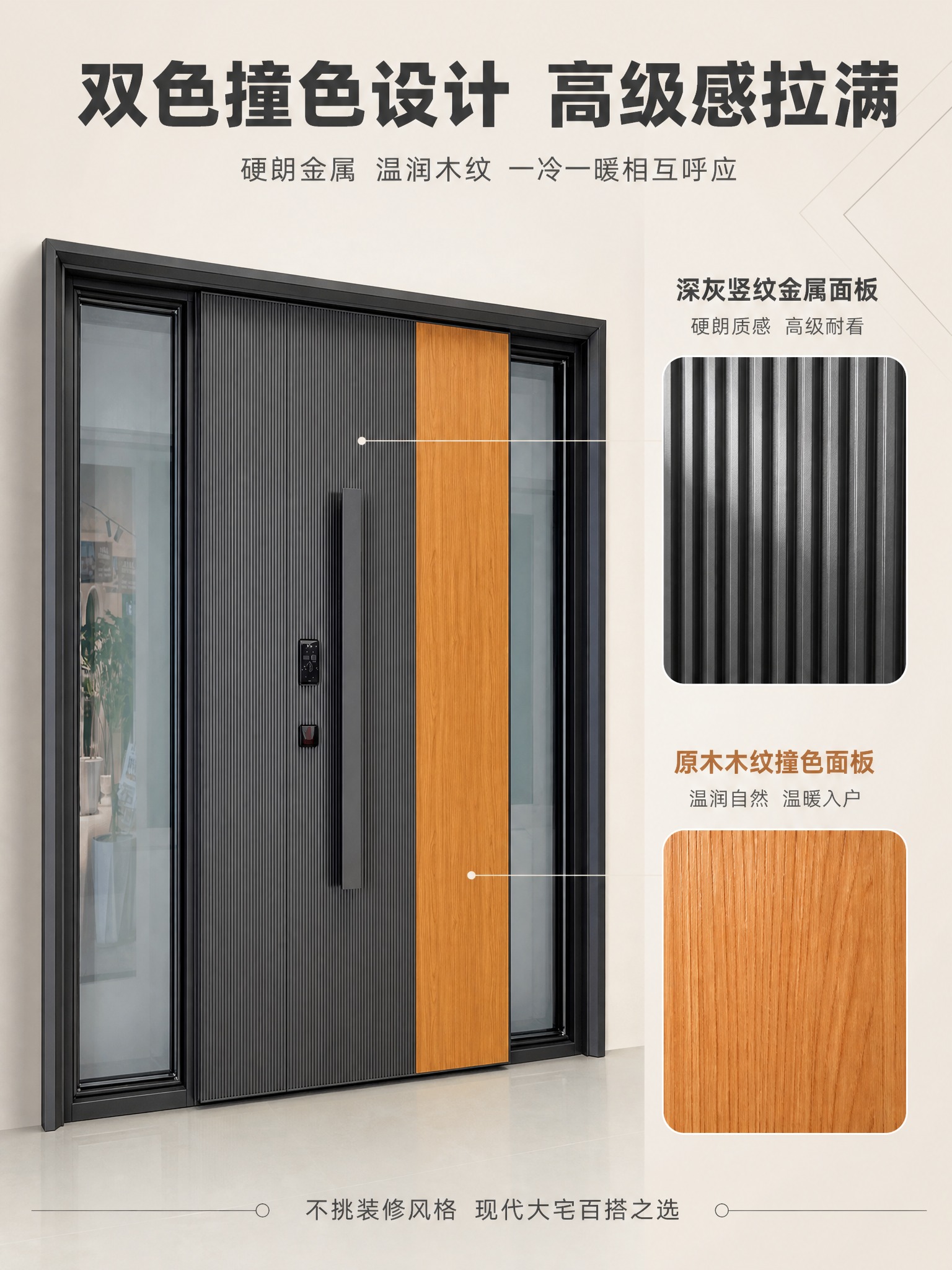 [商品] 使用【图1】臻尚铂门全铝别墅入户大门；保留深灰竖纹铝… - 图片创意预览