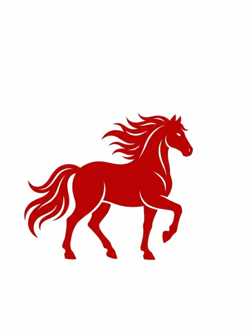 去掉梅花，马整体形态修改的更简洁时尚，俊逸。鬃毛和尾吧修改的更飘逸。背景修改为纯白色预览效果