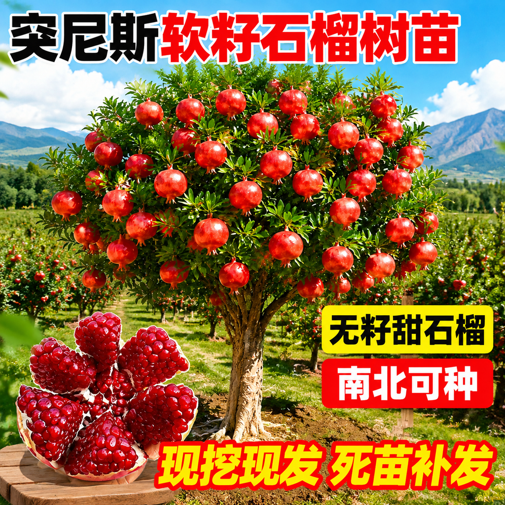 更换背景为阳光明媚的生态果园实景背景，远山蓝天，绿意盎然的成片… - 图片创意预览