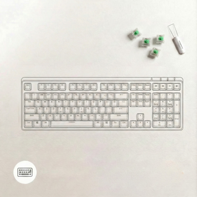 图2的键盘轴替换图1右上角的键帽预览效果