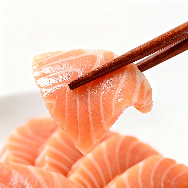 生成筷子夹着的“大马哈鱼肉片“