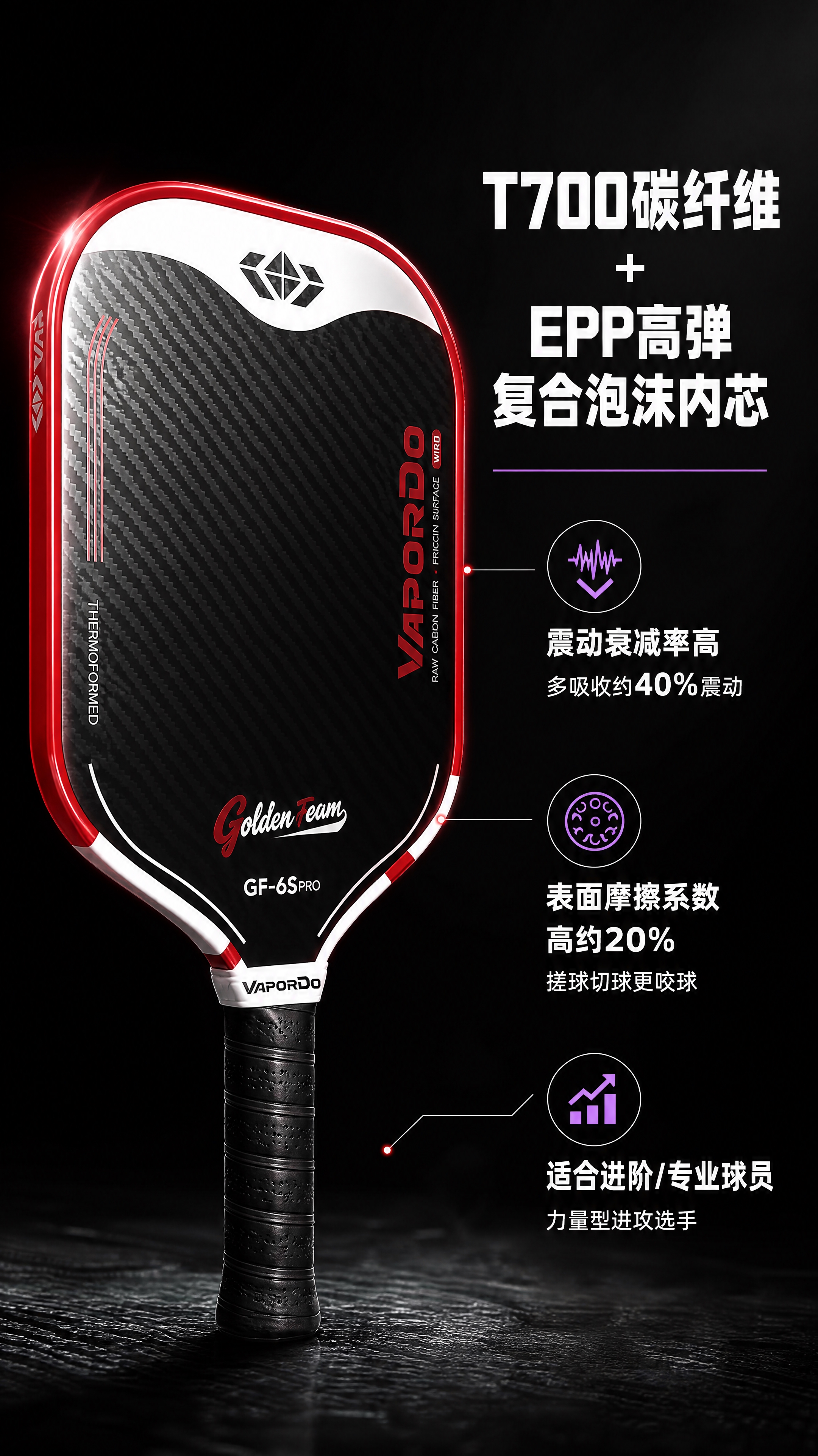[商品] 使用【图2】红白配色匹克球拍；保留球拍结构、拍面碳纤… - 图片创意预览