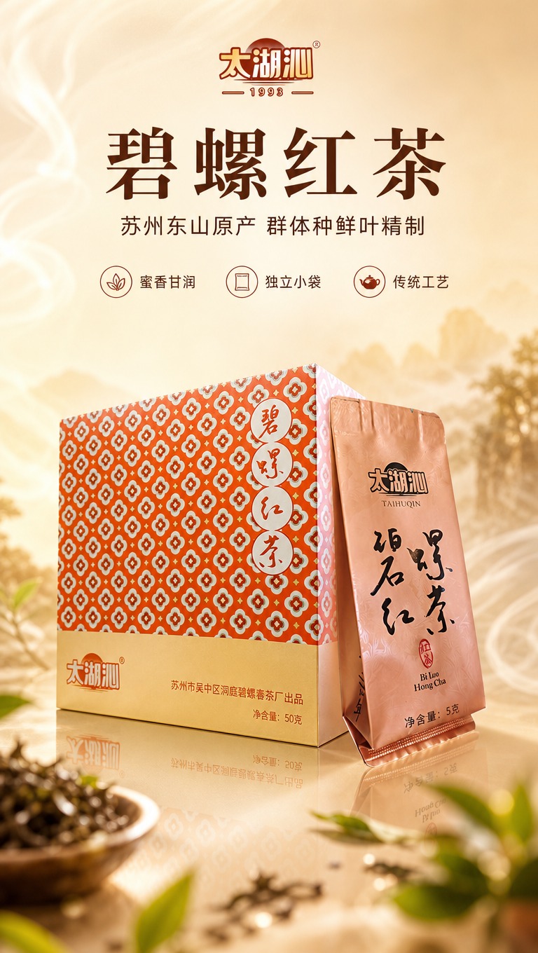 [商品] 使用【图4】太湖沁碧螺红茶外盒与独立小袋；保留外盒橙… - 图片创意预览