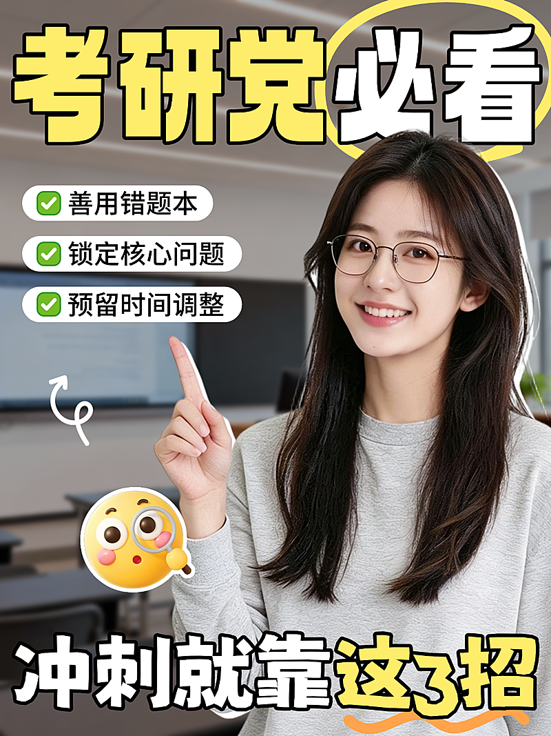 考研教育培训报班知识科普指南爆款大字小红书封面