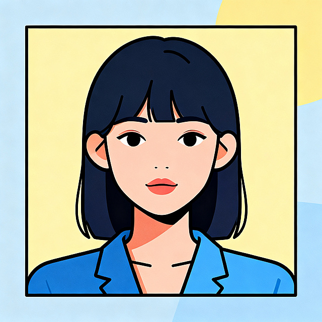 扁平插画风女性人物头像，简约干净，线条清晰，色块分明，色彩明亮，适合用作社交账号头像，正方形构图，风格简约现代