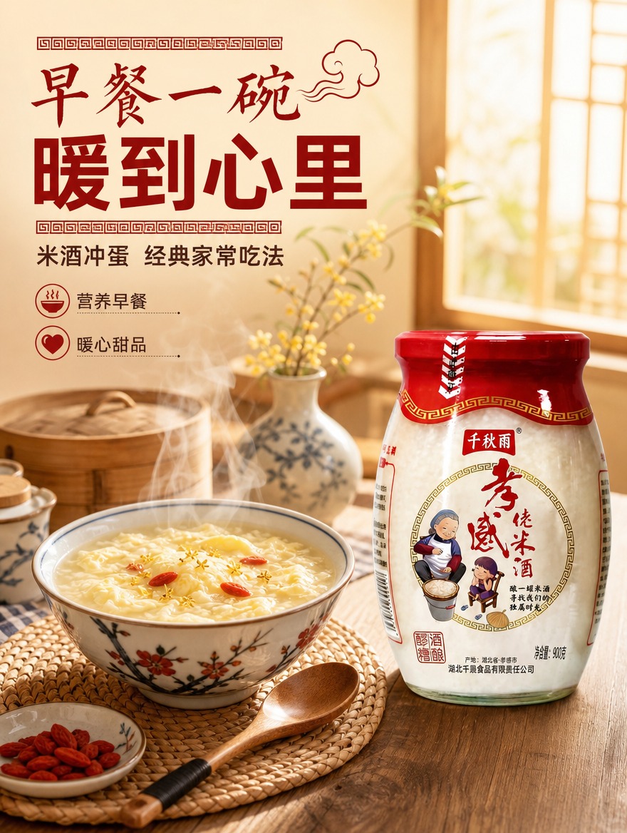 [商品] 使用【图1】千秋雨孝感佬米酒900g玻璃瓶装；保留瓶… - 图片创意预览
