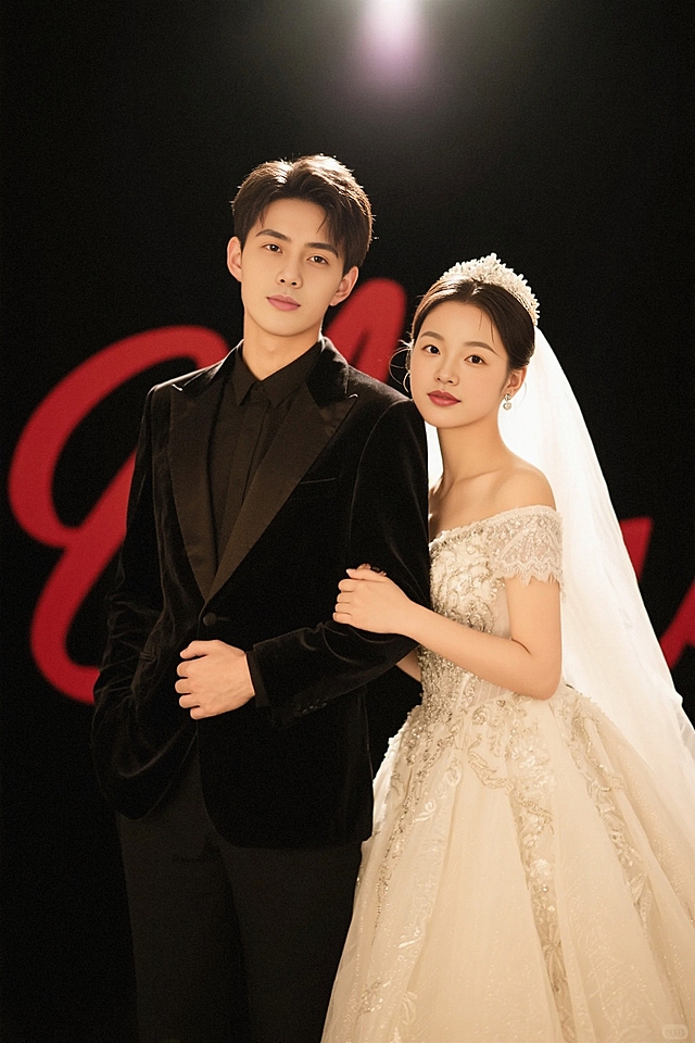 浪漫优雅的婚纱摄影，写实风中展现奢华与时尚，唯美的光影营造梦幻氛围。