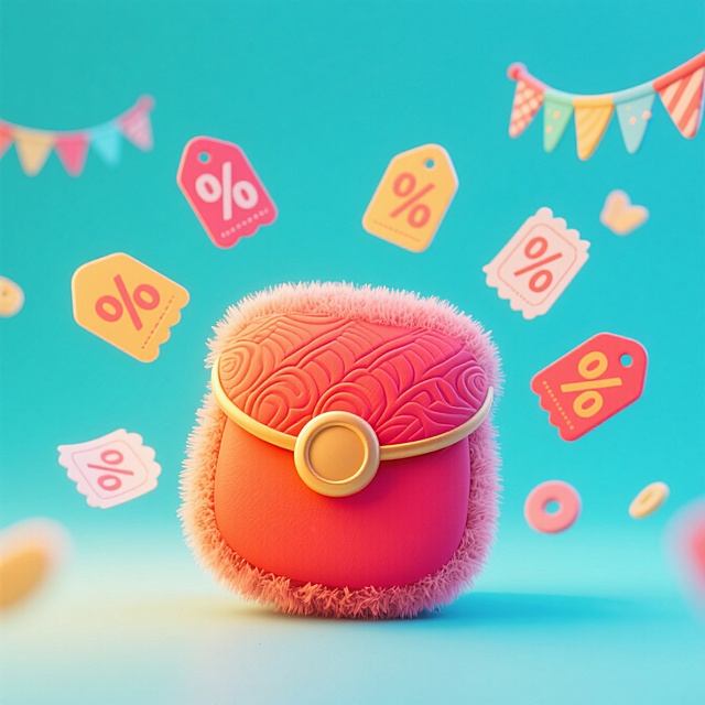 红包，促销元素漂浮在周围，元素和背景撞色