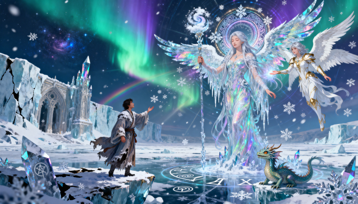 Epic cinematic fantasy masterpiece of Feng Yue's divine ascension to become the new Goddess of Ice a预览效果