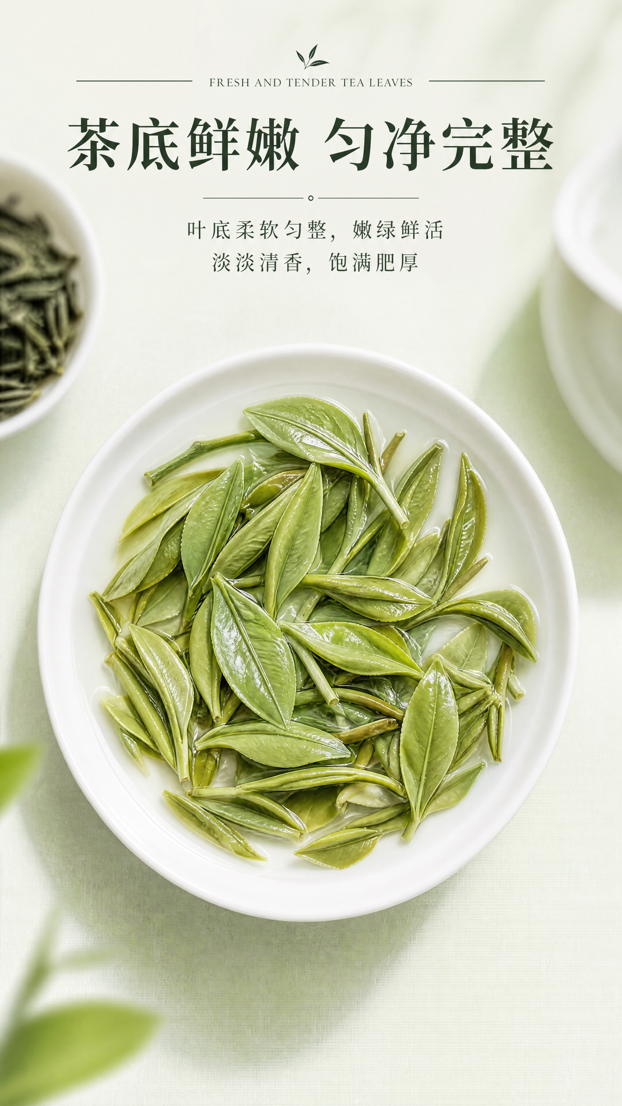 [第10张] 茶底鲜嫩 - 叶底匀净完整展示页。 [氛围/风格… - 图片创意预览