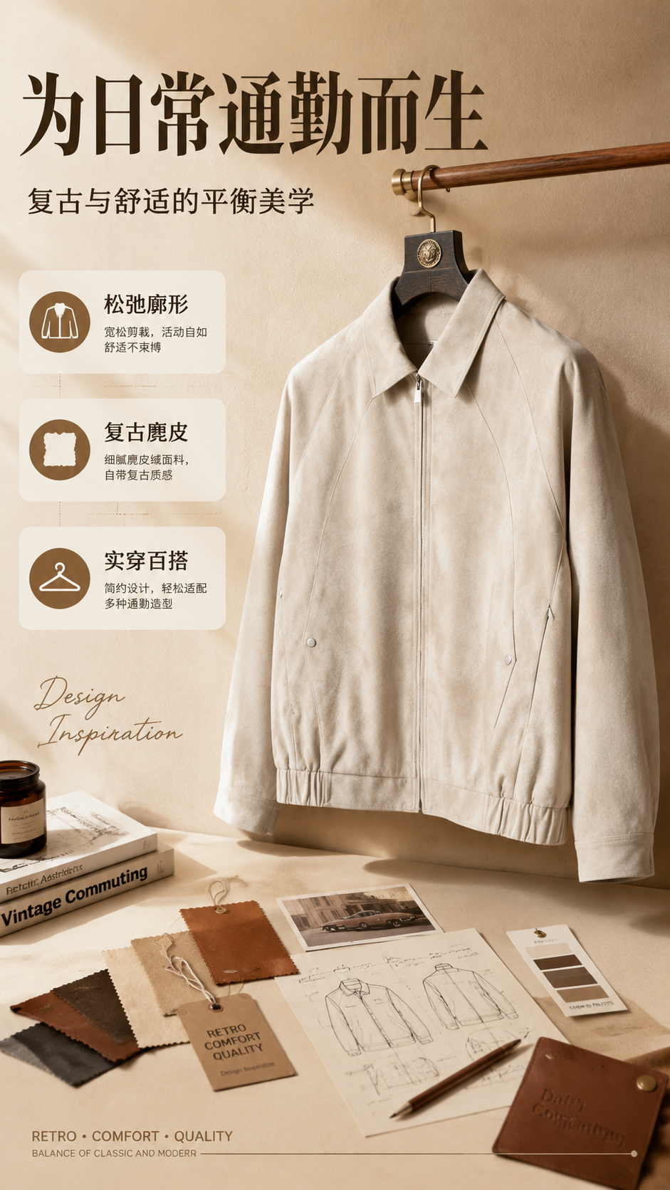 [商品] 使用【图1】浅米色麂皮绒翻领夹克；商品处理：保留翻领… - 图片创意预览