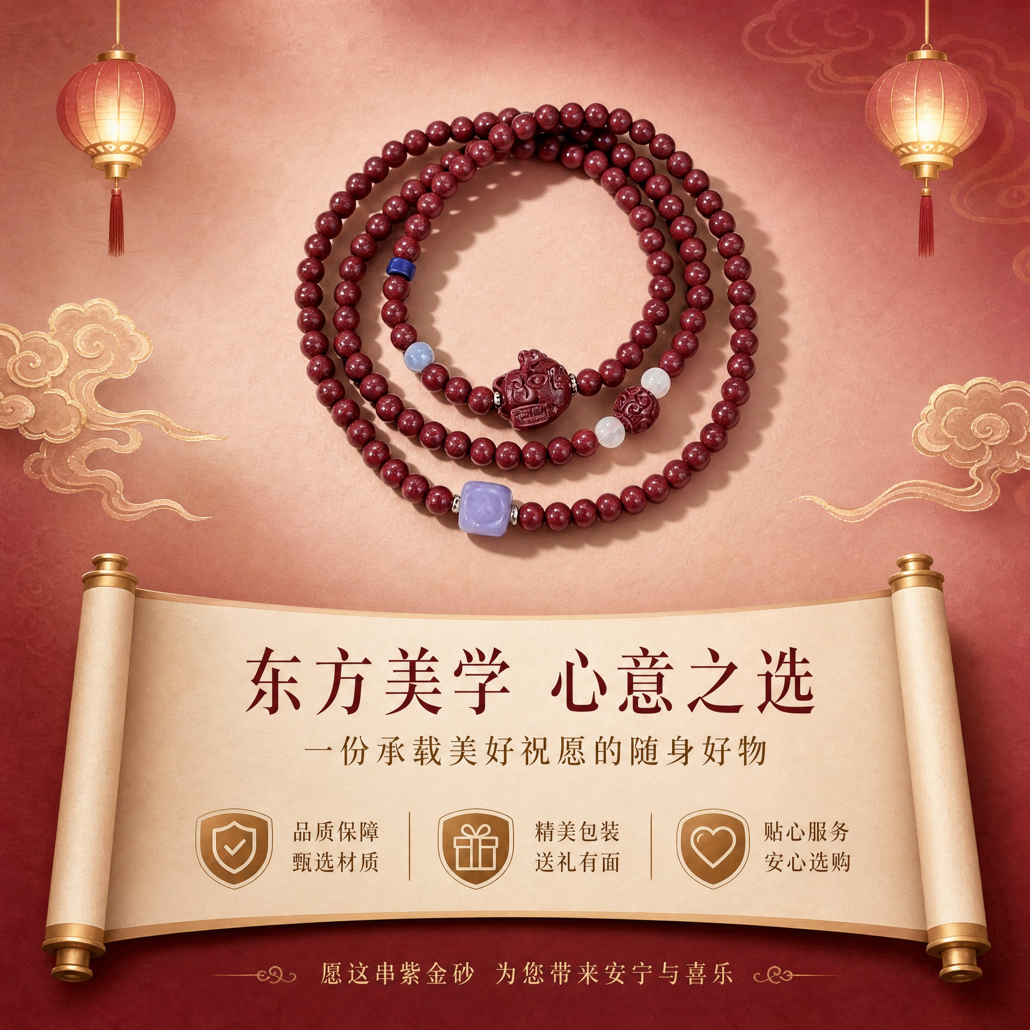 [商品] 使用【图1】紫金砂招财猫平安转运珠双圈手串；保留所有… - 图片创意预览