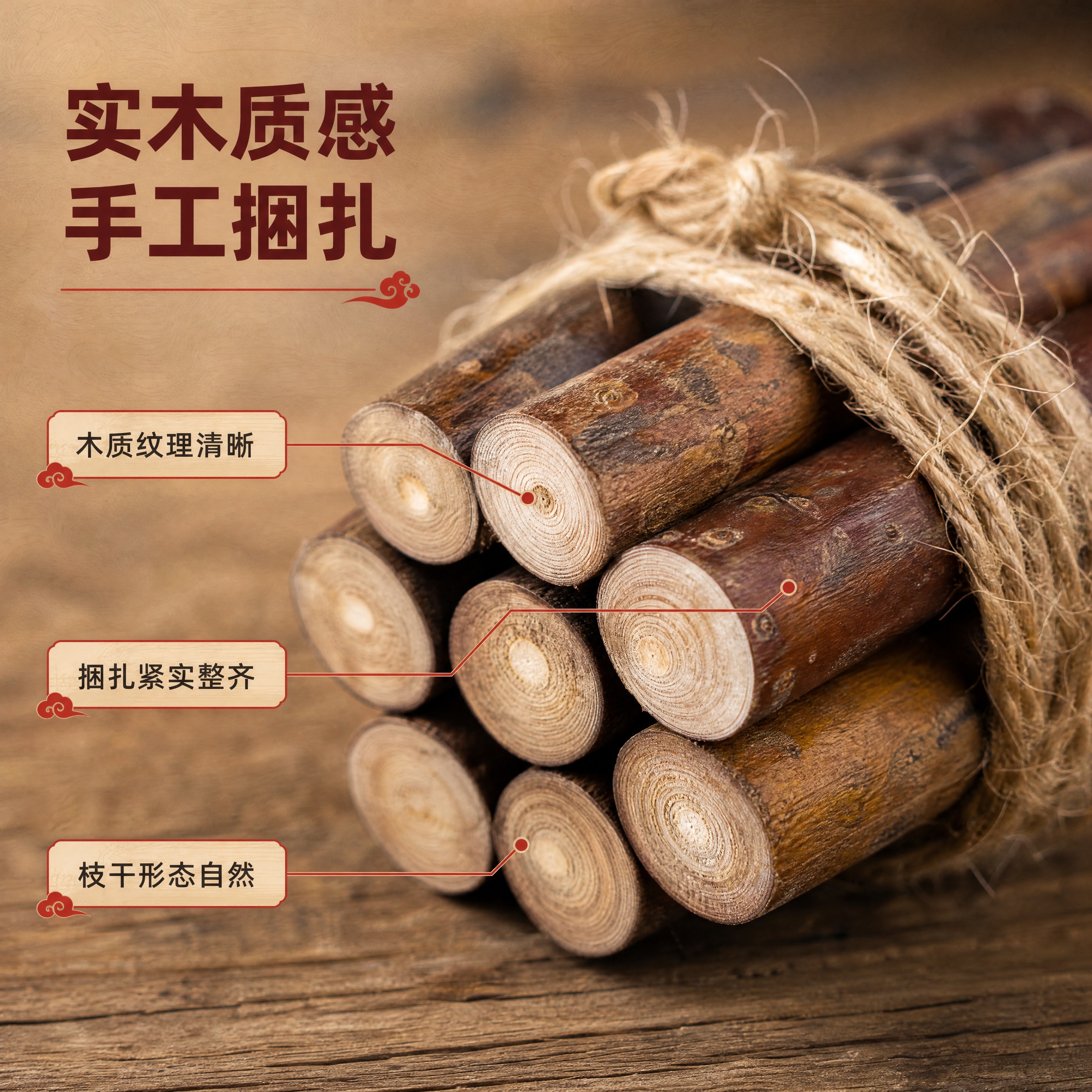 [商品] 使用【图3】小捆柴摆件细节特写；保留木质枝干的天然纹… - 图片创意预览