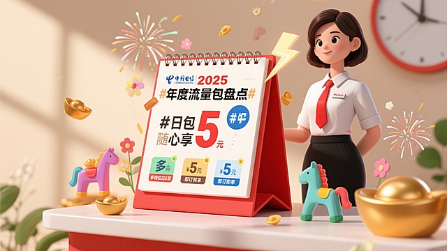 帮我做5张图连环画，讲述一个2025年度爆款流量包盘点的故事，具体内容为年度关键词1:#畅享5G速率#，大流量月包 每GB/1.5元起；年度关键词2:#流量超值购#，假期流量，9.9元抢5GB!；年度关键词3:#流量会员一步享#，大牌会员17.9元会员月月领+10GB!;年度关键词4:#权益享不停#,生活会员,19.9元加油+电费会员随你享!；年度关键词5: #日包随心享#，多档位日包低至5元，即订即