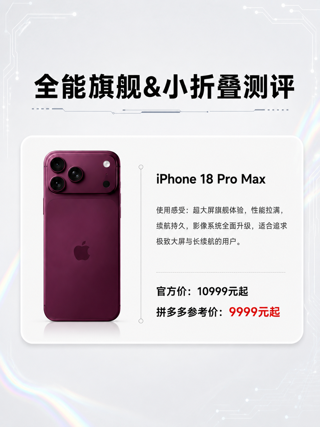参考第二张图的版式结构，生成一张iPhone 18 Pro M… - 图片创意预览