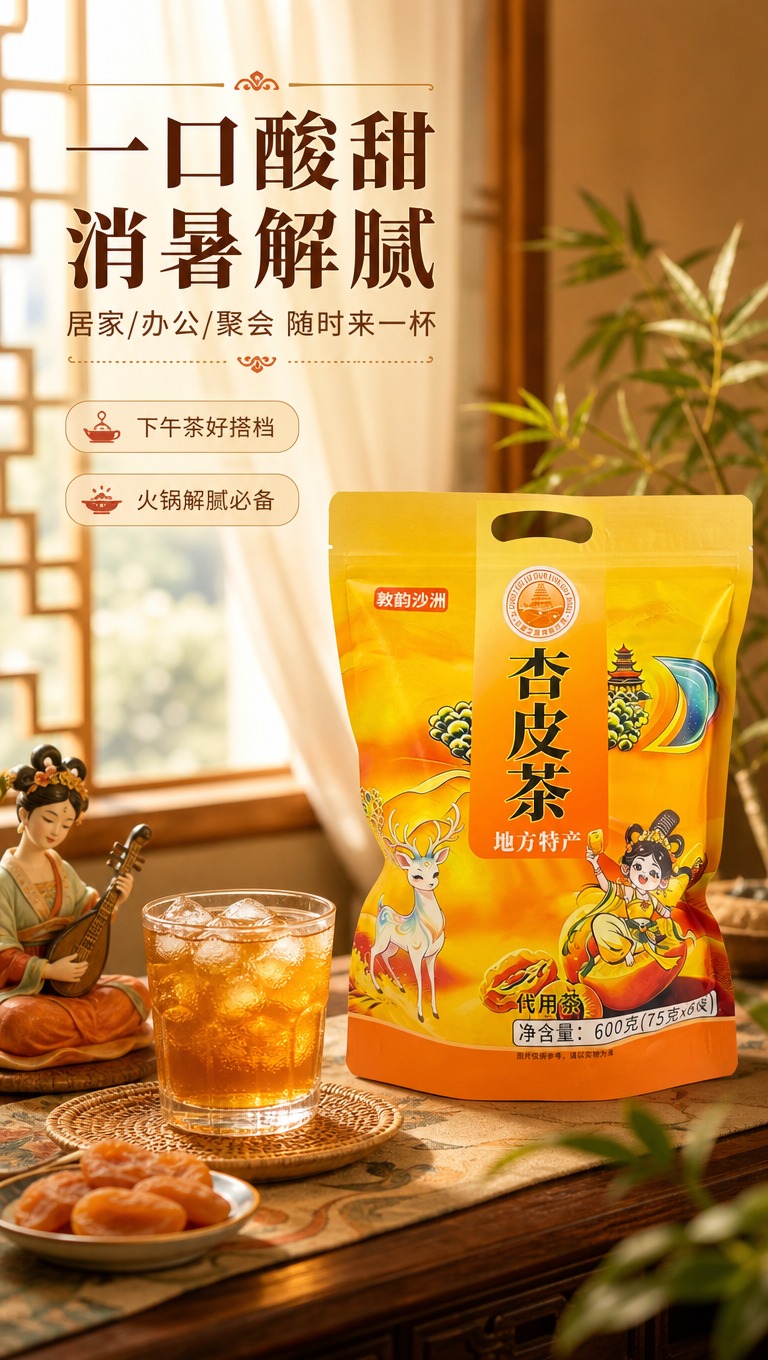[商品] 使用【图4】敦韵沙洲杏皮茶外袋正面图；保留包装袋所有… - 图片创意预览