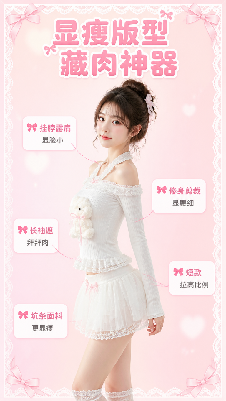 [商品] 使用【图1】白色蕾丝挂脖毛绒兔子长袖上衣；商品处理：… - 图片创意预览