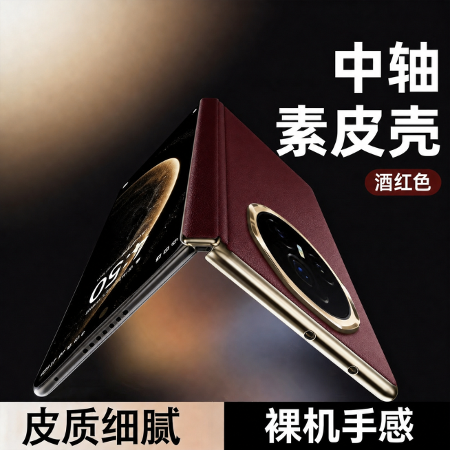 将图片中手机壳的瑞红色更换为酒红色，保持整体画面风格、构图、其他内容和背景不变，仅修改颜色预览效果