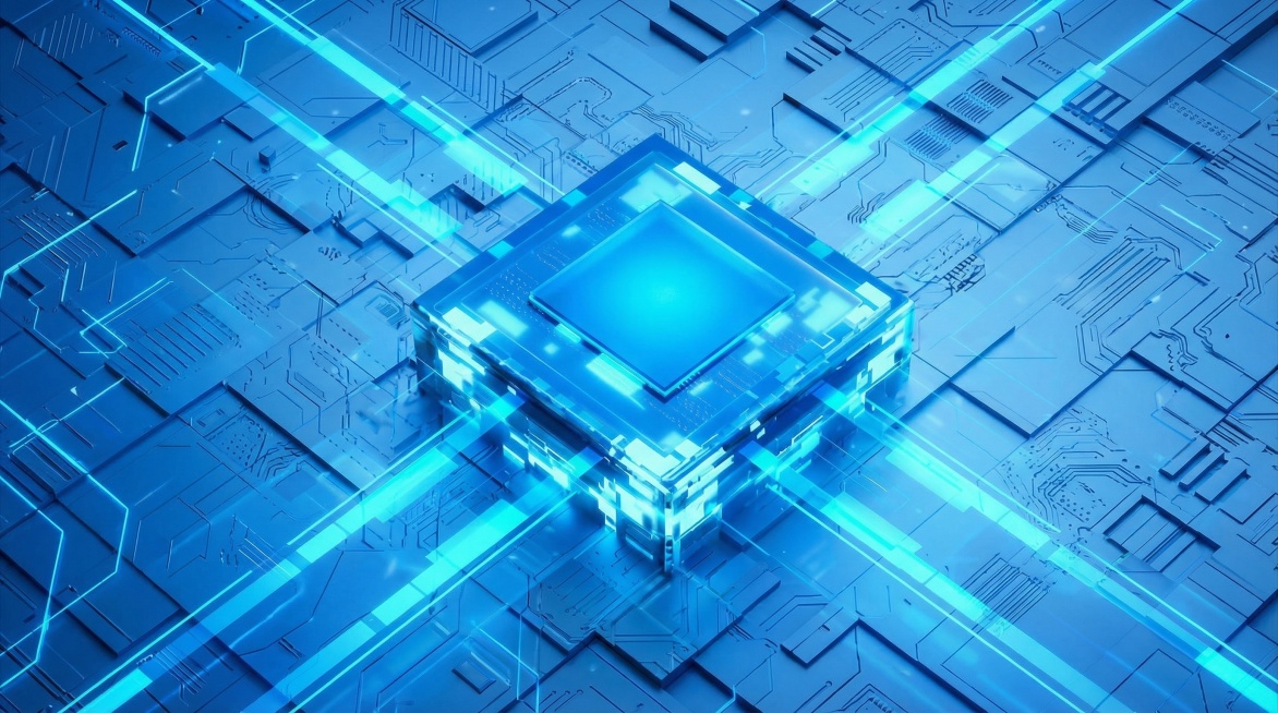 参考图中的BMS芯片科技风电池相关背景，浅蓝色科技风电路背景，发光的科技蓝色芯片，无任何文字，保持整体科技蓝色调预览效果