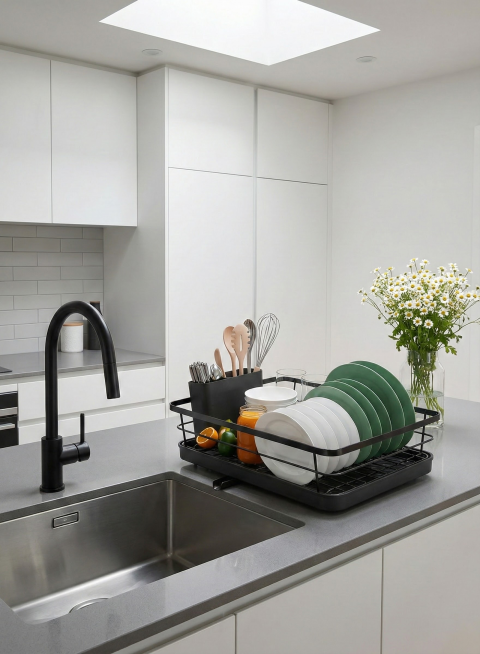 这是一个沥水架 生成一个场景预览效果