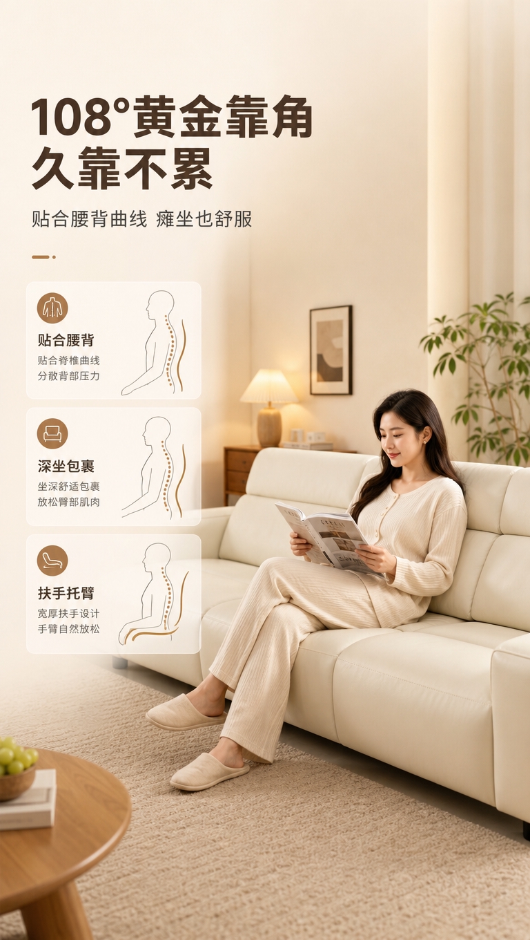 [商品] 使用【图1】米白色皮质三人位功能沙发；保留三座结构、… - 图片创意预览