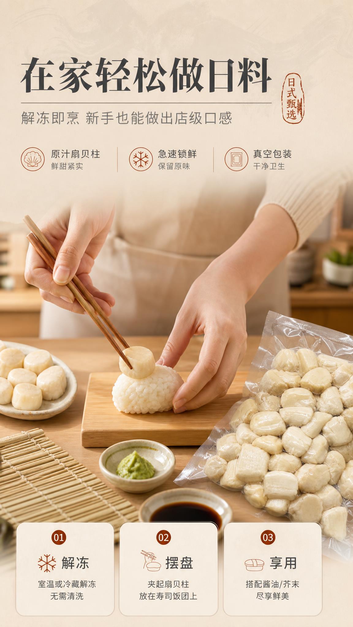 [商品] 使用【图1】原汁扇贝柱；保留扇贝柱米白色色泽、饱满颗… - 图片创意预览