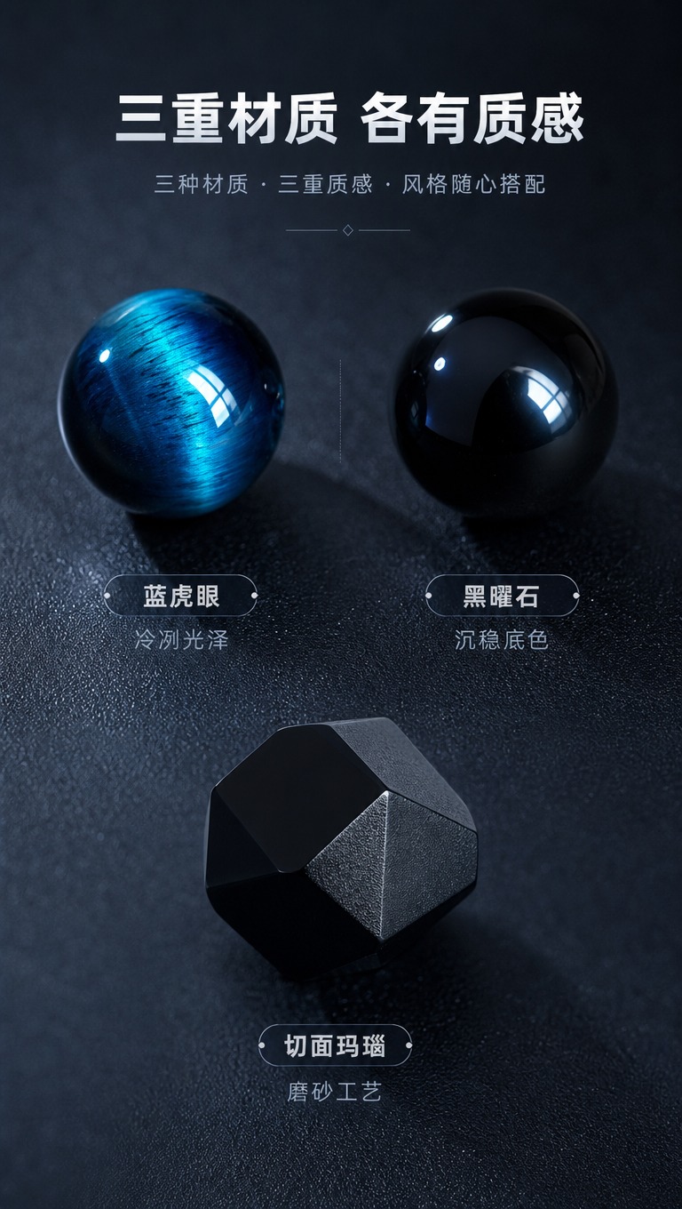 [商品] 三材质同屏展示。使用【图6】蓝虎眼珠子、【图7】黑曜… - 图片创意预览