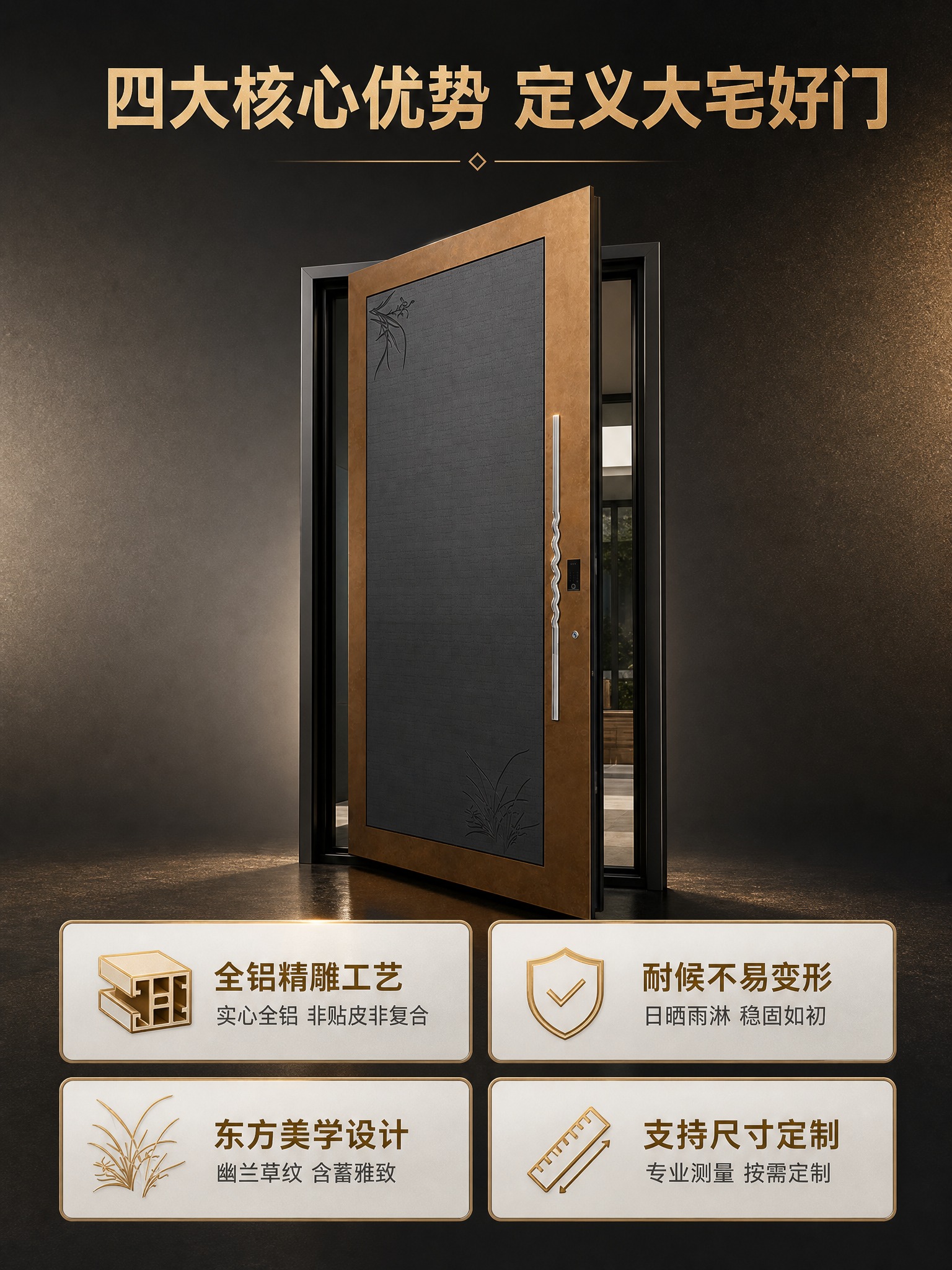 [商品] 使用【图1】幽兰草纹全铝别墅大门；保留全部外观结构、… - 图片创意预览
