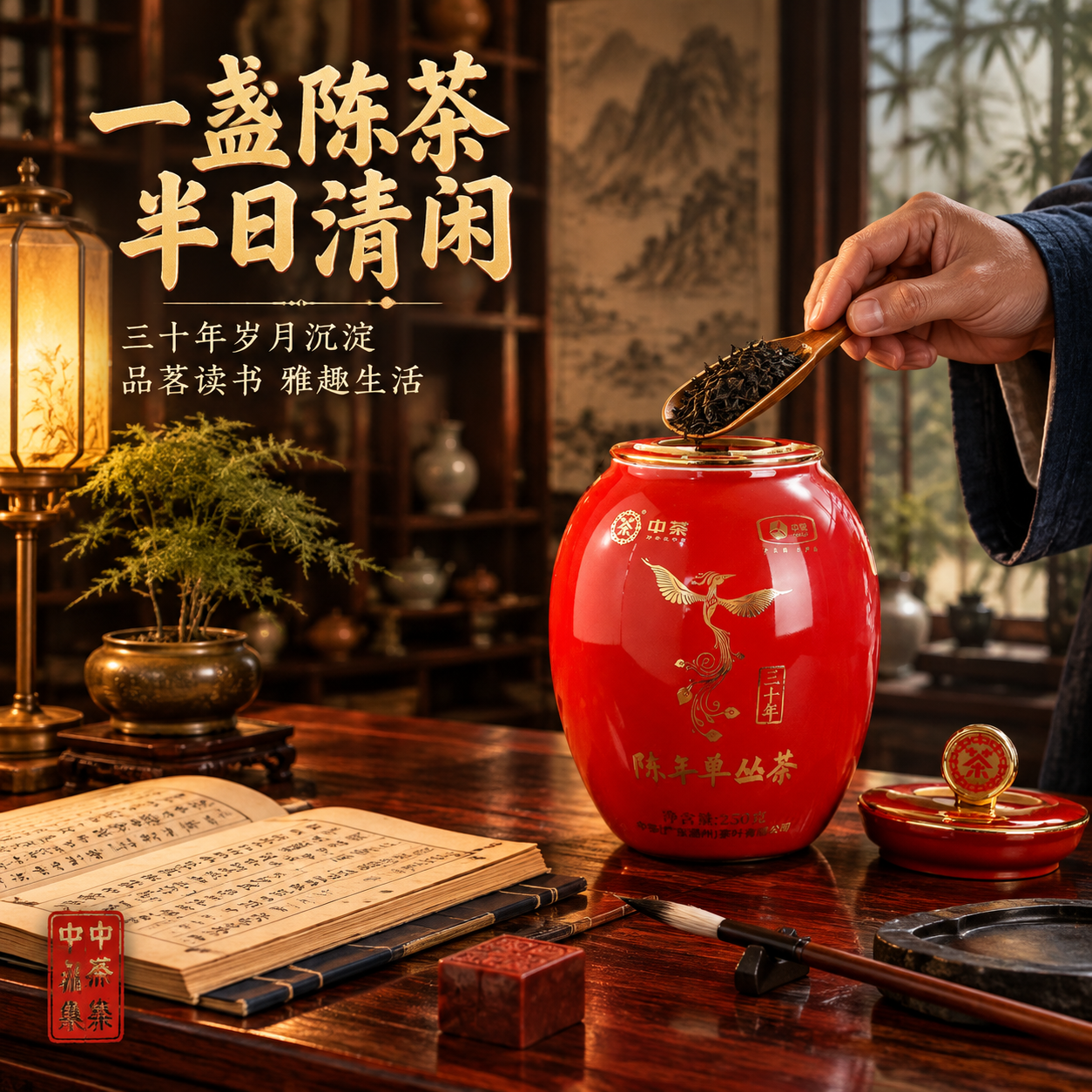 [主图-4 800x800] 场景与体验：中式书房品茗生活方式… - 图片创意预览