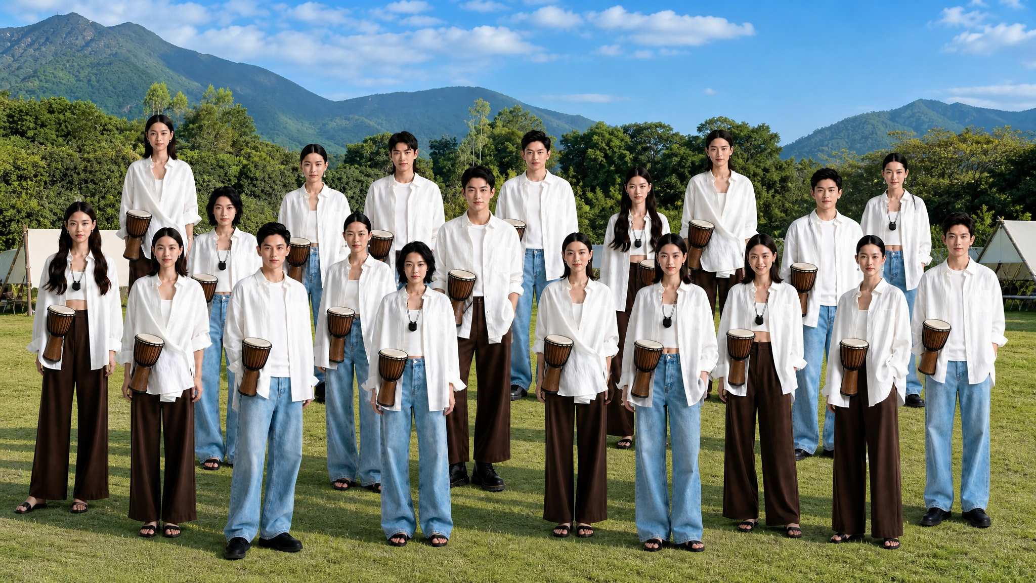 将第一张图中的人物整体保留，人物的服装、姿态、面部特征、人数和… - 图片创意预览