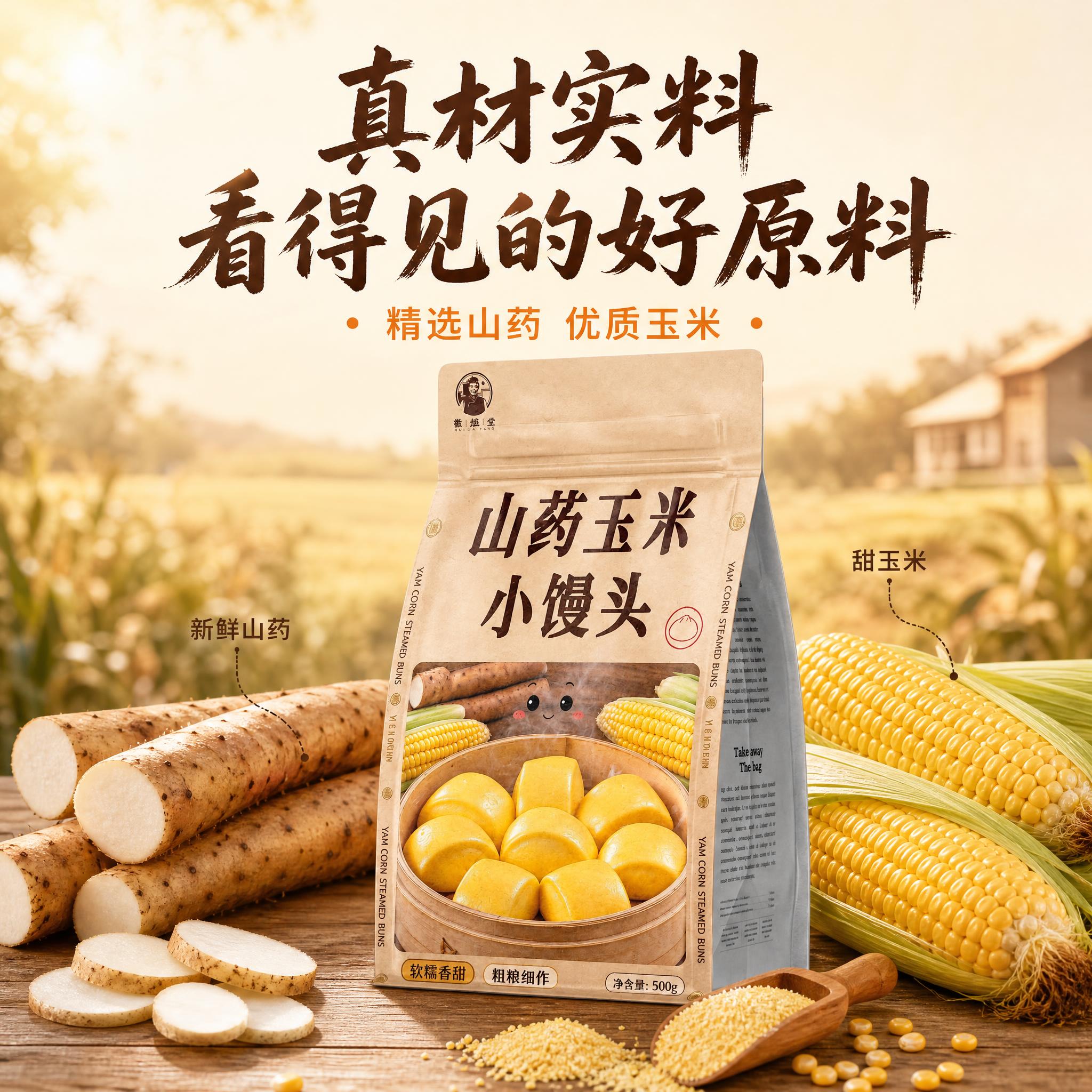 [主图-2] 山药玉米小馒头 真材实料 原料溯源主题。 [统一… - 图片创意预览