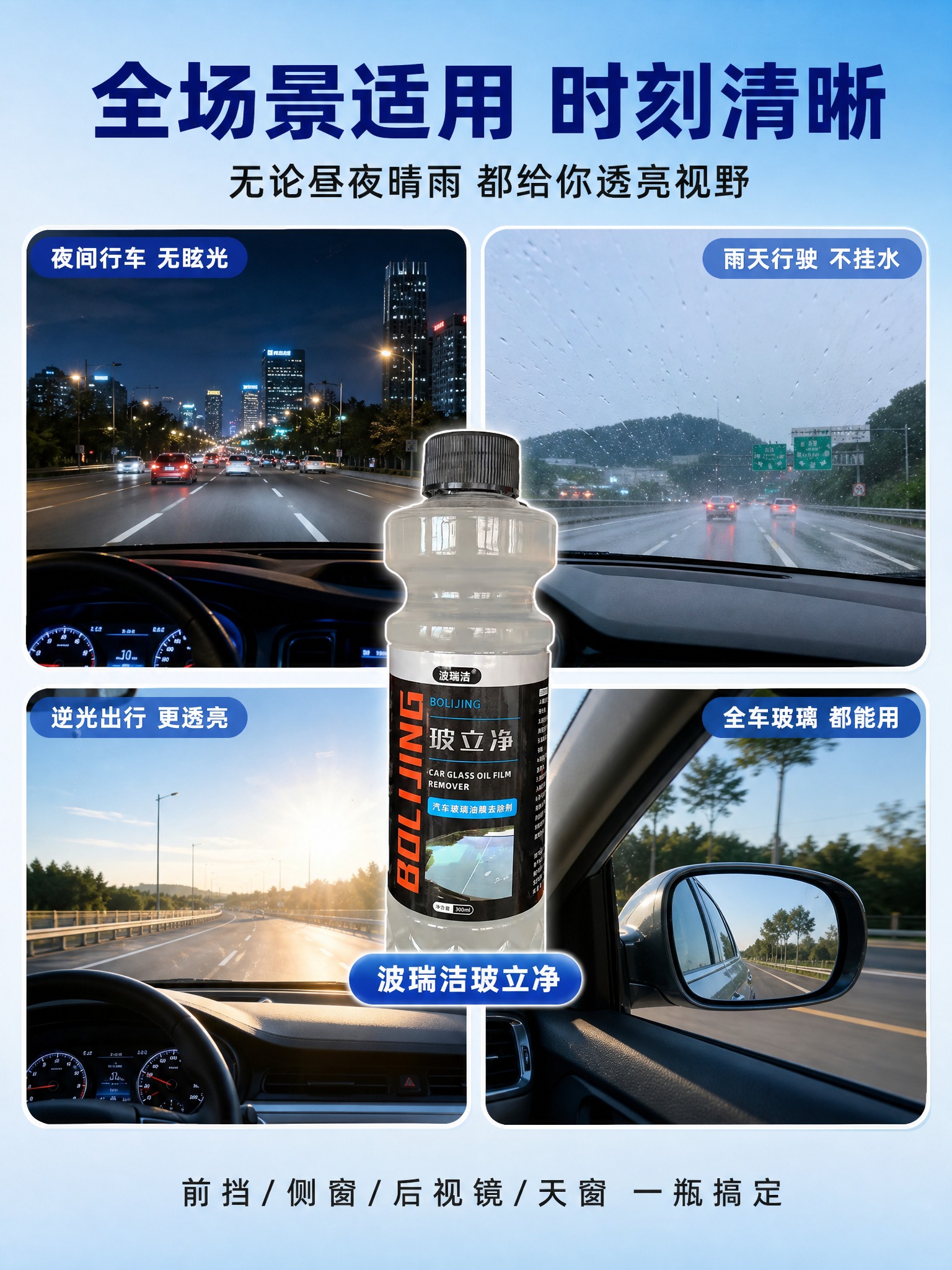 [商品] 使用【图1】波瑞洁玻立净汽车玻璃油膜去除剂；保留透明… - 图片创意预览
