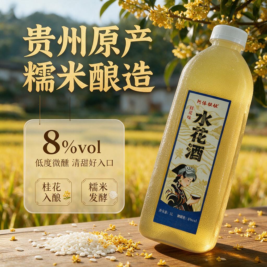 [主图-2] 产地溯源与核心亮点，主题：贵州糯米酿造 桂花入酒… - 图片创意预览