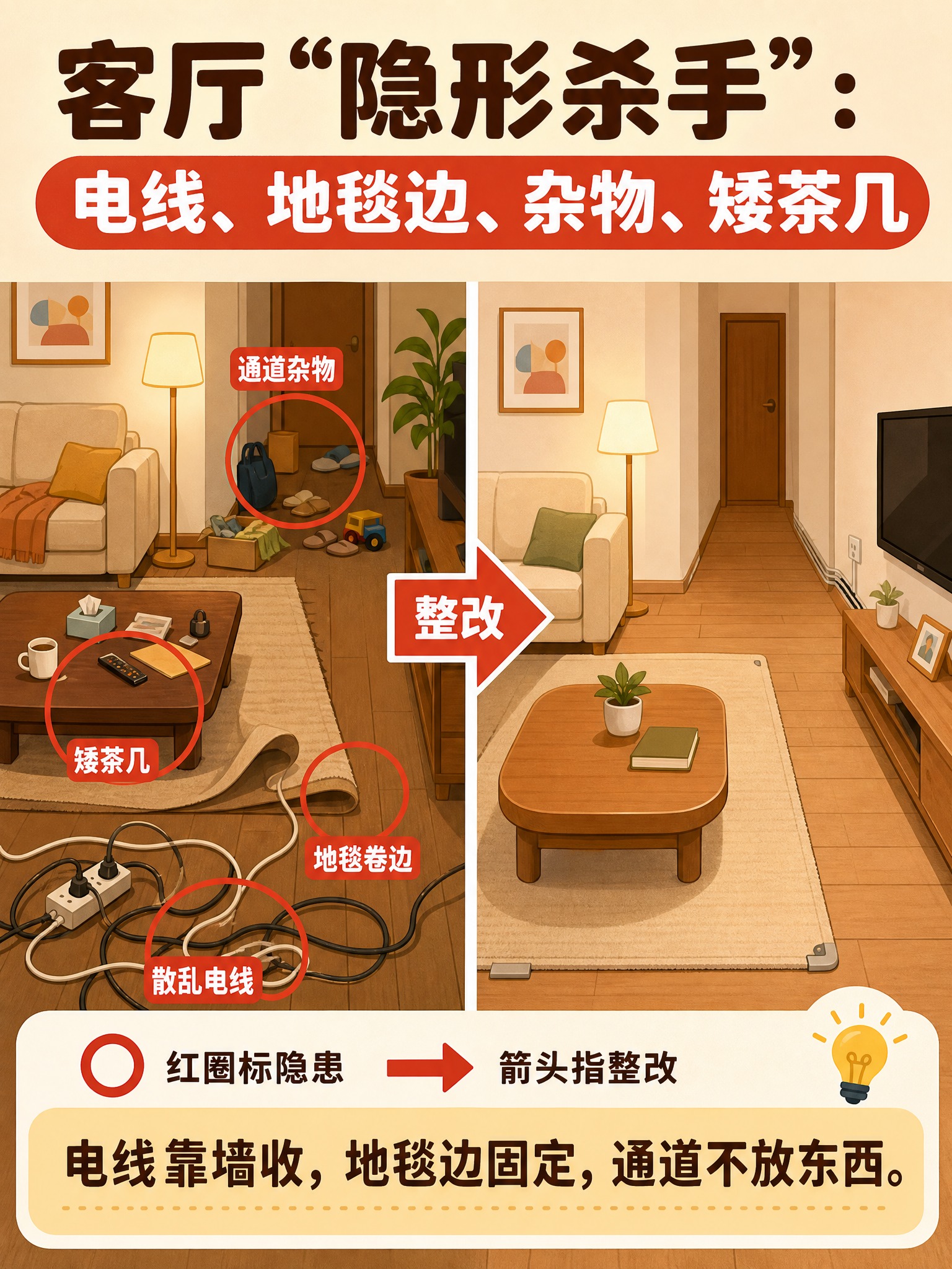 生成一张竖版3:4健康科普信息图插画（扁平矢量风格，暖色客厅氛… - 图片创意预览
