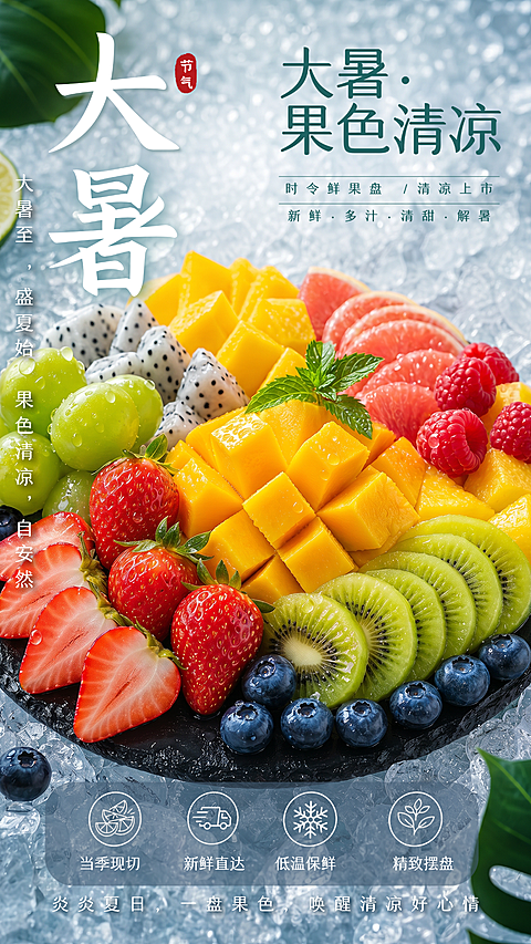 大暑甜品水果海报